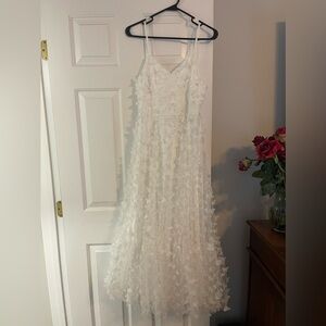 White butterfly appliqué corset dress